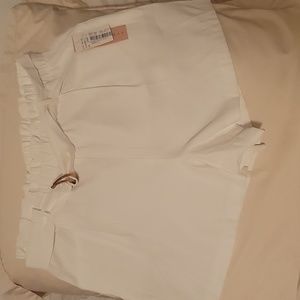 EVOLUTIONARY White Belted Elastic Waist Shorts sz XL NWT